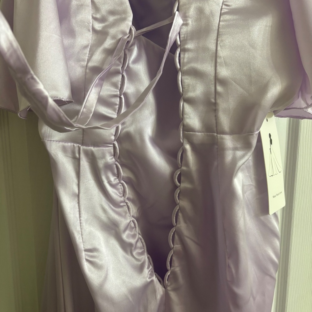 Wear Your Love Lavender Satin Gown with Draped Design - Picture 2 of 4